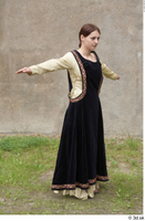  Medieval Castle lady in a dress 2 black dress historical clothing medieval t poses white shirt whole body 0001.jpg